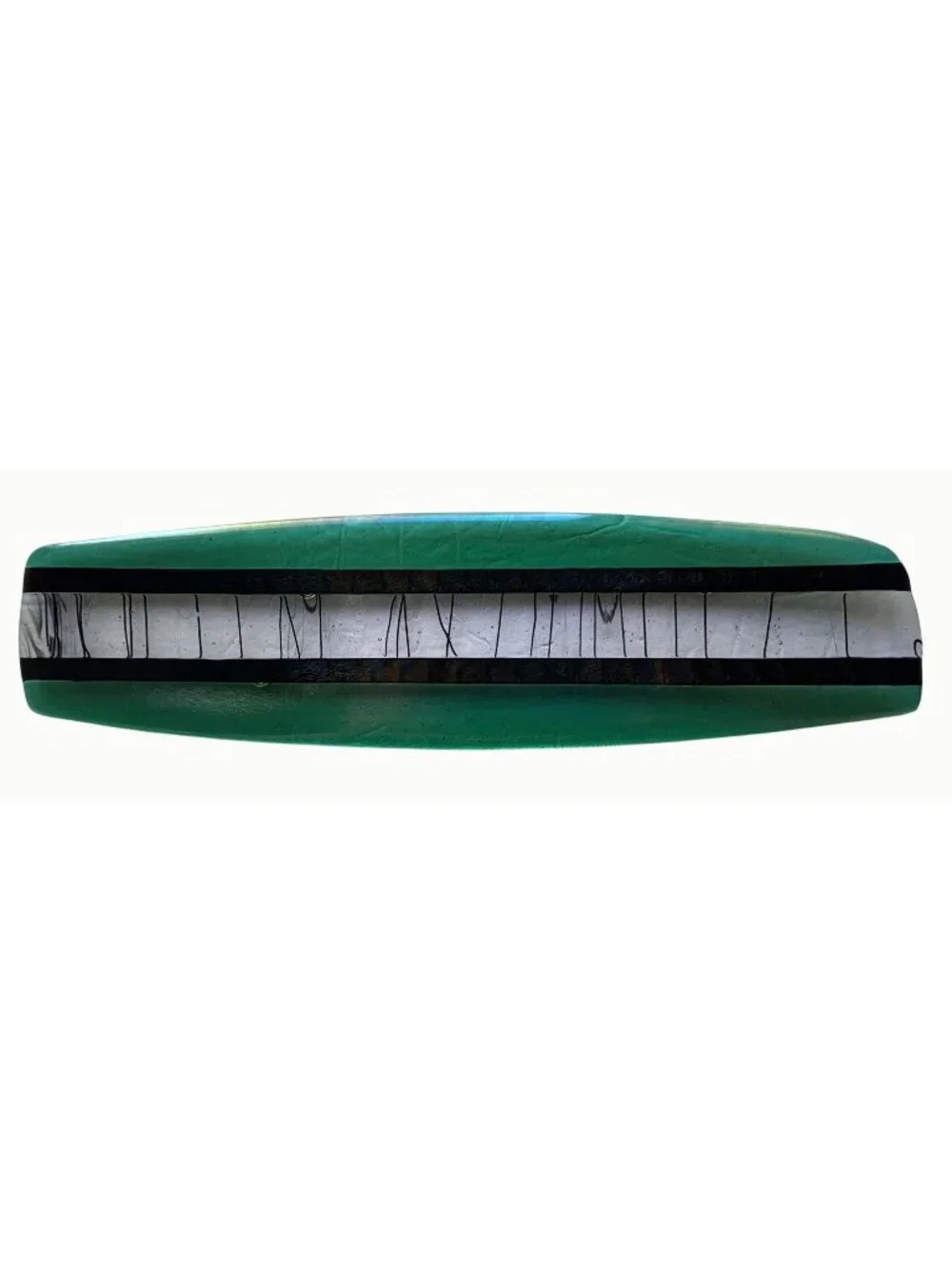 Chris Paulson 2005 Signed Oregon Fused Glass Green Sushi Tray 16.5